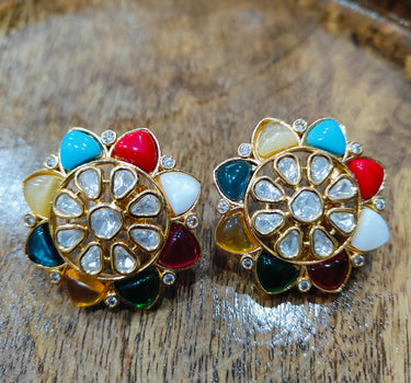 Kundan Natural Stone Jumbo Studs