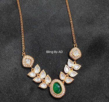 Kundan with Pota Stone Pendant Set