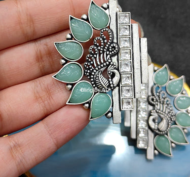 Kundan Silver Look Alike Natural Stone Studs