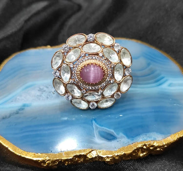 Moisannite Pink Pota Stone Ring