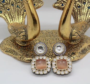 Kundan Peach Earrings